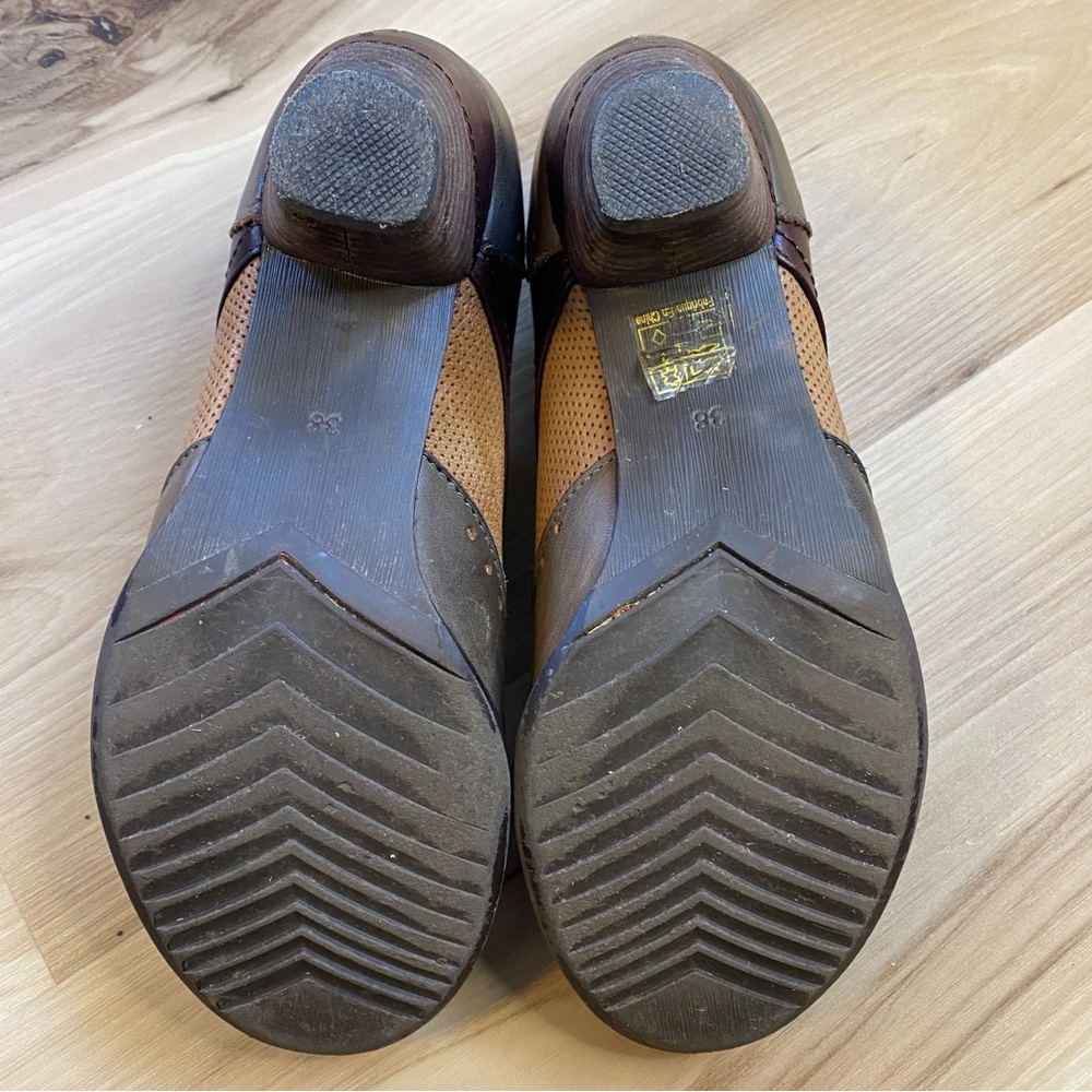 L’ARTISTE Bardot Brown Leather Shoes Oxford Heel Size 7.5 - Picture 8 of 9